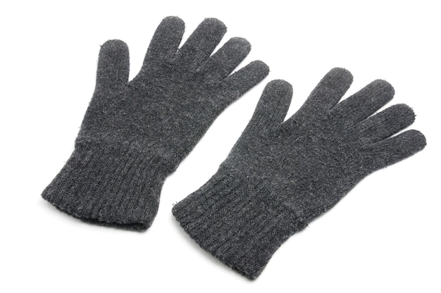 Gants de laine tricotés d'hiver isolés