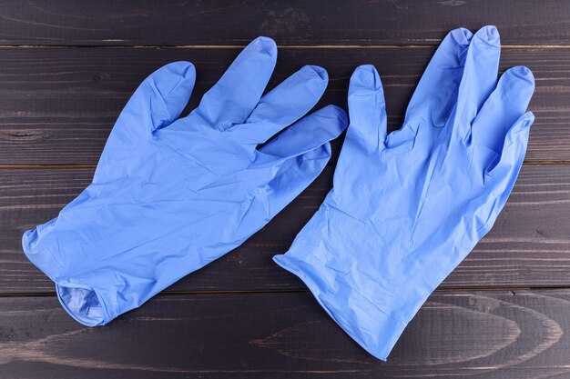 Photo gants médicaux nouvelle surface bleu foncé