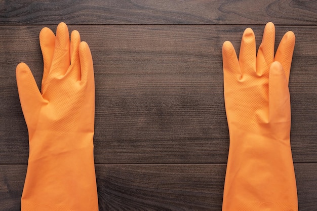 Gants de nettoyage en caoutchouc orange