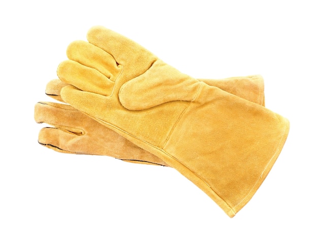 Gants de plombier isolés sur blanc