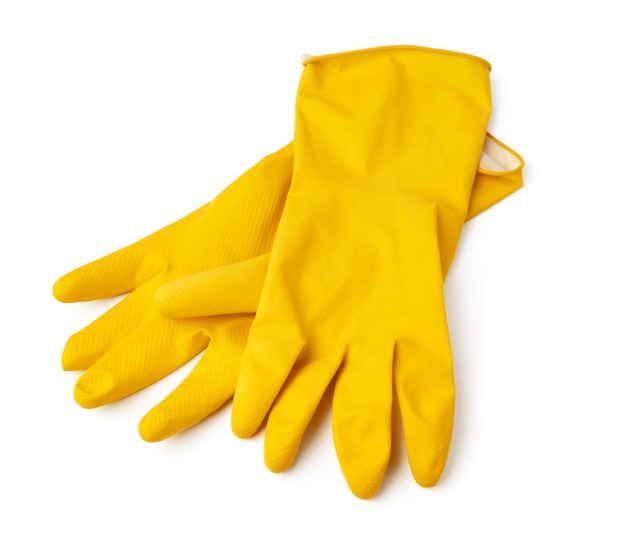 Gants de protection en latex isolés sur fond blanc