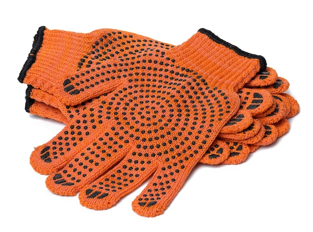 Gants de travail textile orange sur fond blanc Vêtements de protection