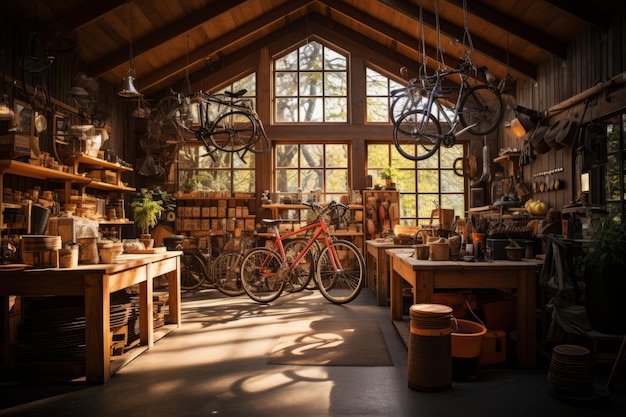 Garage à vélos Lumière naturelle IA générative