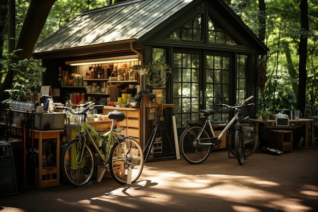 Garage à vélos Lumière naturelle IA générative