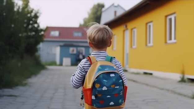 Garçon aller à l'école Illustration AI GenerativexA