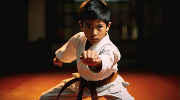 Un garçon asiatique de karaté et d'arts martiaux Taekwondo Génératif Ai