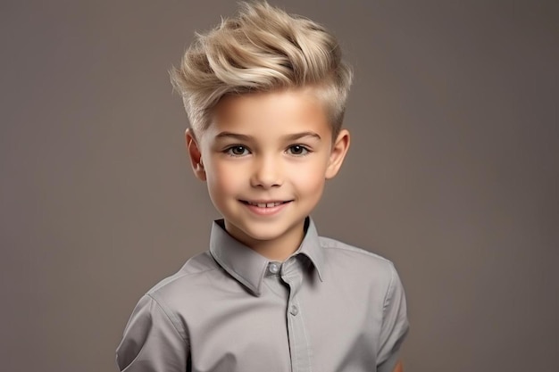 Photo un garçon aux cheveux blonds portant une chemise qui dit qu'il sourit