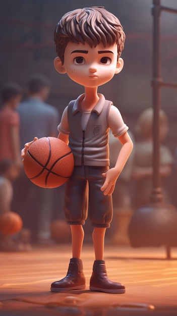 Un garçon avec un ballon de basket à la main