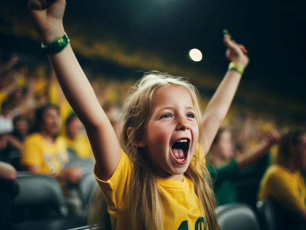 Un garçon brésilien célèbre la victoire de son équipe de football