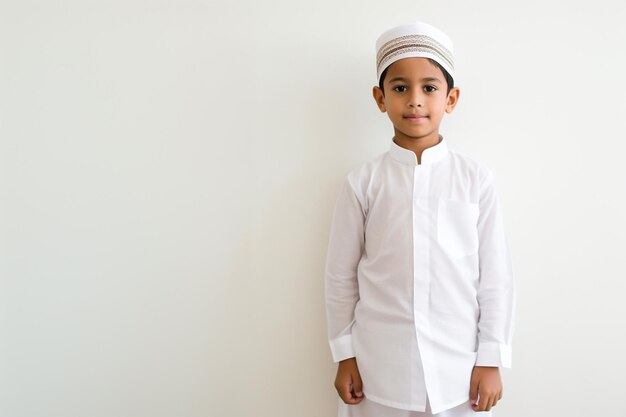 Photo garçon en costume musulman blanc