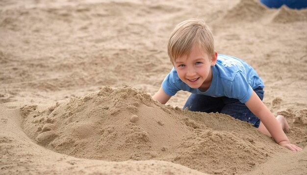 Le garçon dans le terrain de jeu de sable