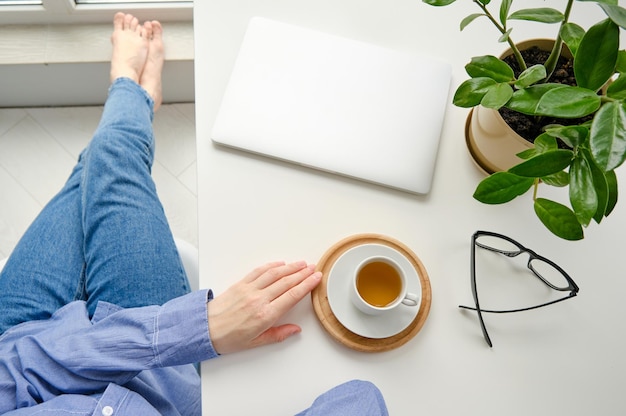 Garçon faisant ses devoirs sur un ordinateur portable