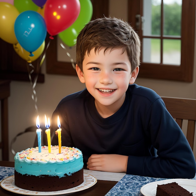 Un garçon fête son anniversaire