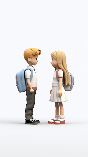 Garçon et fille à l'école style de rendu 3D généré par l'IA