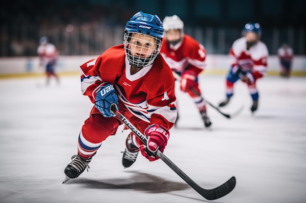 Garçon joueur de hockey sur glace généré par l'IA