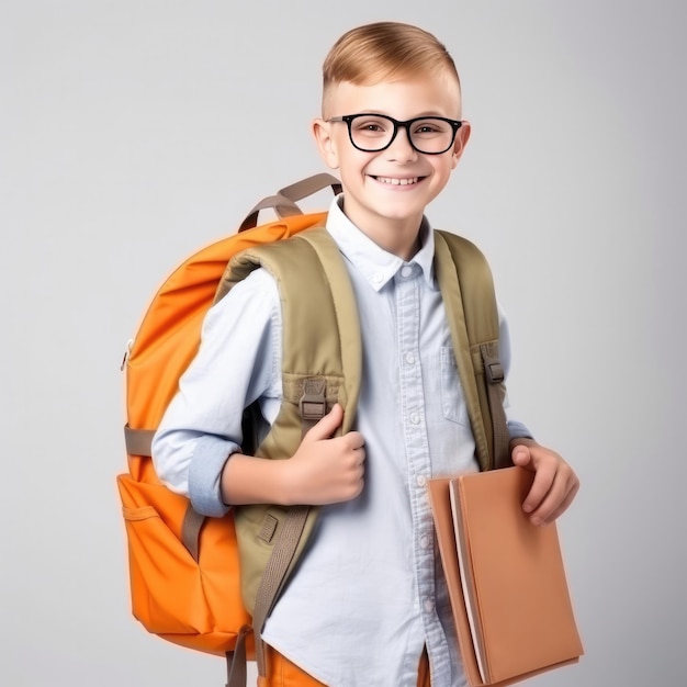 Un garçon avec des lunettes et un sac à dos