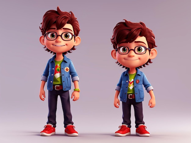 Un garçon mignon personnage de dessin animé modèle 3D