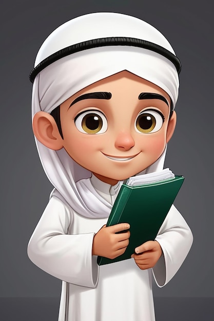 Un garçon musulman arabe tenant une bannière vide