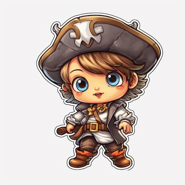 un garçon pirate de dessins animés avec un chapeau et une épée