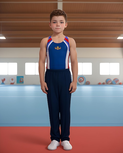 Garçon portant un uniforme de gymnastique avec un beau design