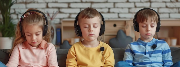 Un garçon qui médite et deux filles qui écoutent de la musique.