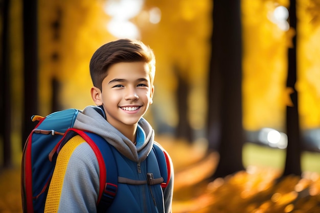 garçon souriant dans le parc