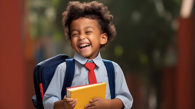 garçon souriant retour à l'école