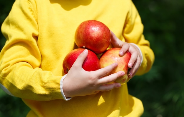 Garçon tenant des pommes