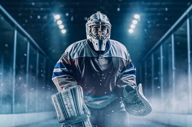 Le gardien de but de hockey se tient à la porte AI générative