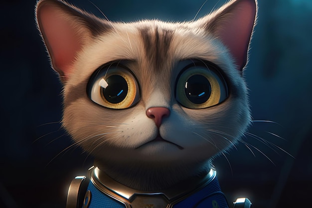 Gardien de chat de la galaxie dessin animé illustration générative ai