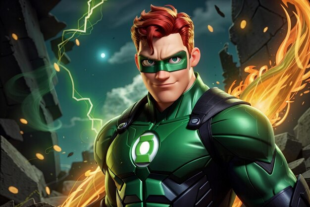 Photo le gardien créatif kyle rayner dc la lanterne verte courageuse