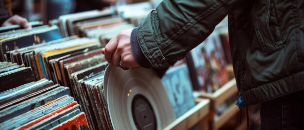 Photo le gardien de la mélodie capture l'essence de la musique à travers des disques vinyles