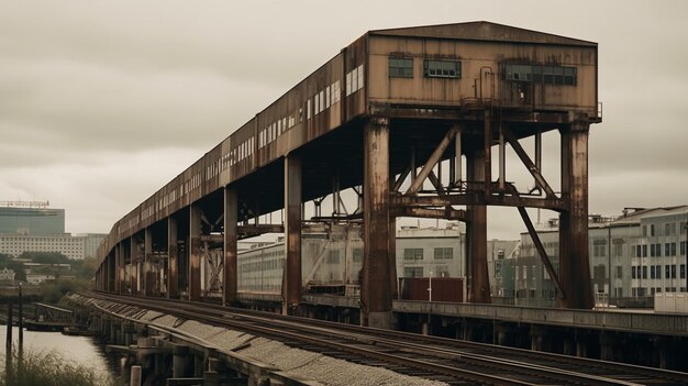 Une gare avec un ciel nuageux en arrière-plan