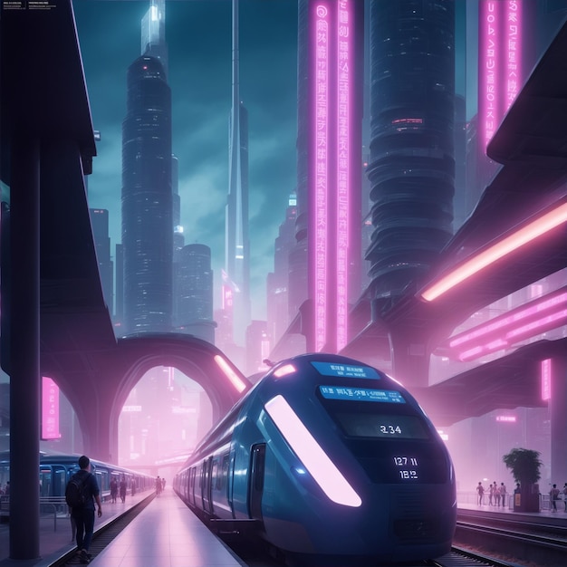 Une gare de MRT animée dans le futur