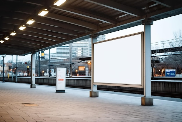 Une gare avec un panneau d'affichage vierge sur l'image générative de la plate-forme