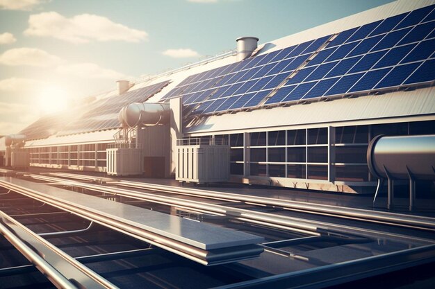 Photo une gare avec des panneaux solaires sur le toit