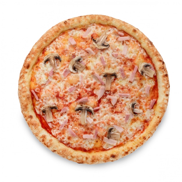 Garniture de pizza populaire dans les pizzerias de style américain sur blanc
