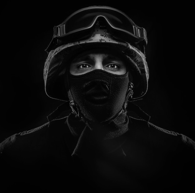 Le gars au casque, portrait militaire