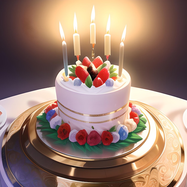 Gâteau d'anniversaire animé en 2D