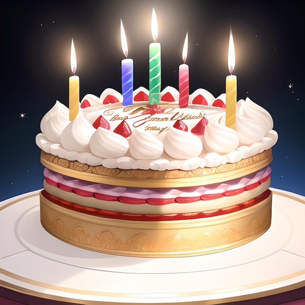 Photo gâteau d'anniversaire animé en 2d