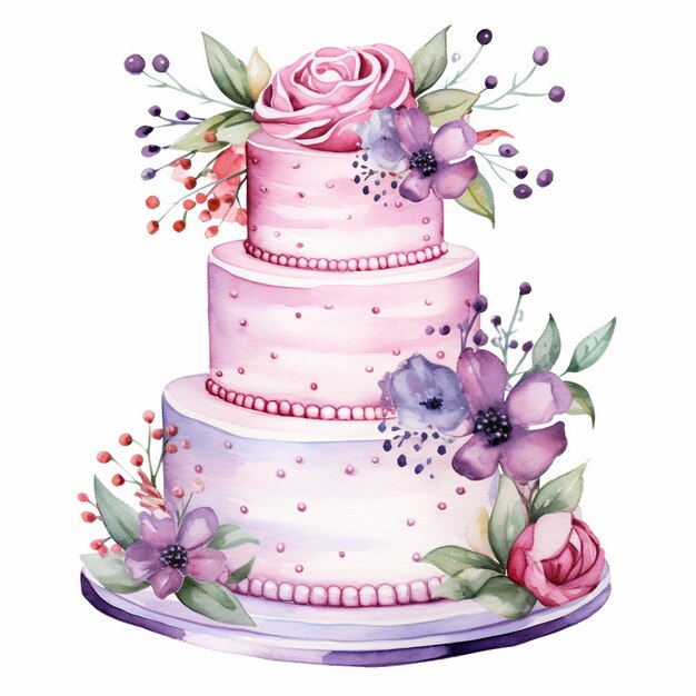 Photo gâteau d'anniversaire aquarelle clipart