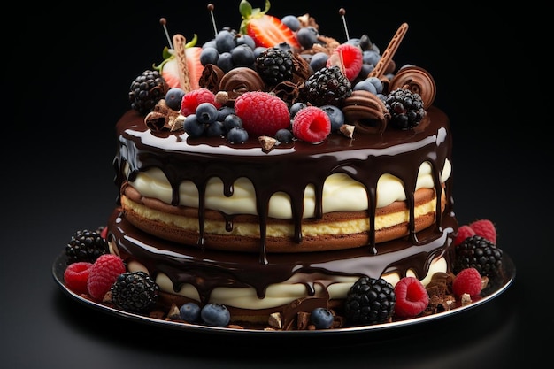 Un gâteau d'anniversaire au chocolat en arrière-plan 131jpg