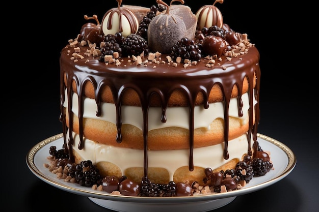 Un gâteau d'anniversaire au chocolat en arrière-plan 343jpg