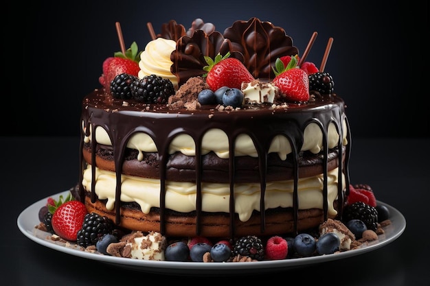 Un gâteau d'anniversaire au chocolat en arrière-plan 423jpg