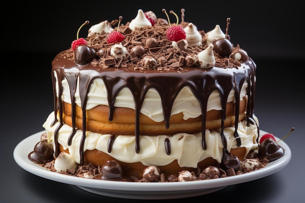 Un gâteau d'anniversaire au chocolat en arrière-plan 543jpg