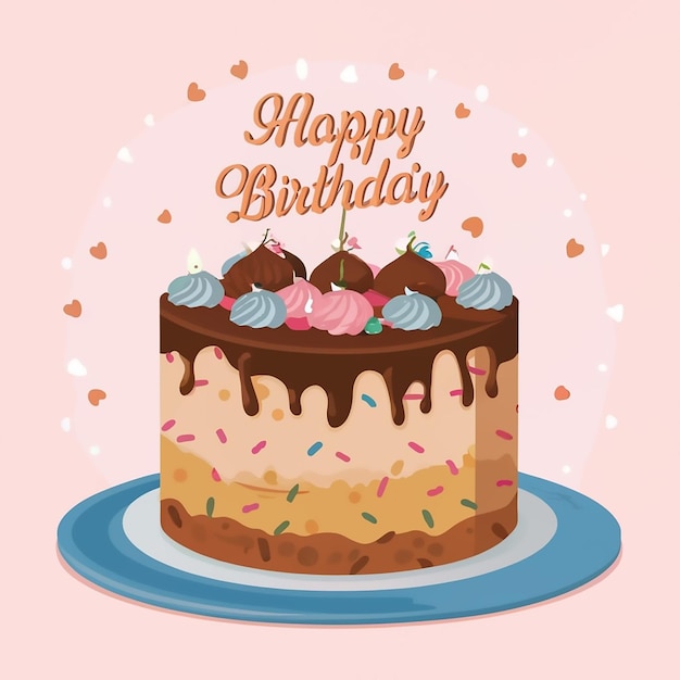 Gâteau d'anniversaire au chocolat avec des fleurs de crème au beurre roses sur fond de bois avec des bougies verticales