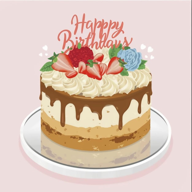 Gâteau d'anniversaire au chocolat avec des fleurs de crème au beurre roses sur fond de bois avec des bougies verticales