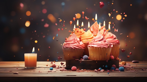 Gâteau d'anniversaire avec beaucoup de bougies