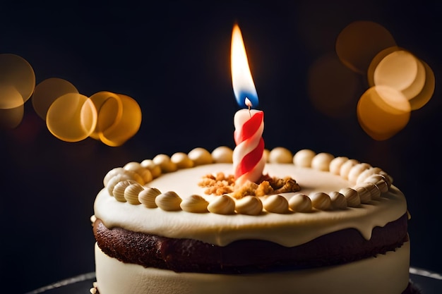 Photo un gâteau d'anniversaire avec une bougie qui dit 