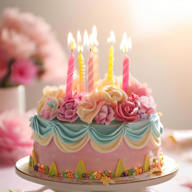 Gâteau d&#39;anniversaire avec bougie